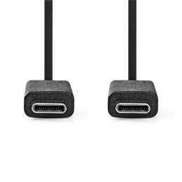 Nedis USB-C kábel (C dugó / C dugó, USB 3.2 Gen 2, 20 Gbps, 240W, 1 m, fekete)