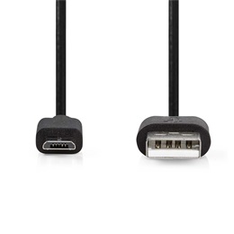 Nedis USB 2.0 adat- és töltőkábel (USB-A dugó / Micro-B dugó, 7,5W, 2 m, fekete)