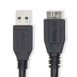Nedis USB 3.2 - micro-B kábel (USB-A dugó / micro-B dugó, 5 Gbps, 1 m, fekete)