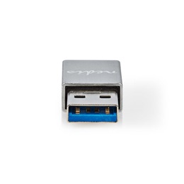 Nedis USB 3.2 Gen 1 USB-A adapter (USB-A dugó / USB-C aljzat, 5 Gbit/s, kerek, nikkelezett, ezüst)