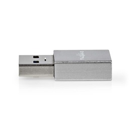 Nedis USB 3.2 Gen 1 USB-A adapter (USB-A dugó / USB-C aljzat, 5 Gbit/s, kerek, nikkelezett, ezüst)