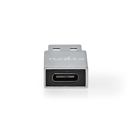 Nedis USB 3.2 Gen 1 USB-A adapter (USB-A dugó / USB-C aljzat, 5 Gbit/s, kerek, nikkelezett, ezüst)
