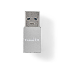 Nedis USB 3.2 Gen 1 USB-A adapter (USB-A dugó / USB-C aljzat, 5 Gbit/s, kerek, nikkelezett, ezüst)
