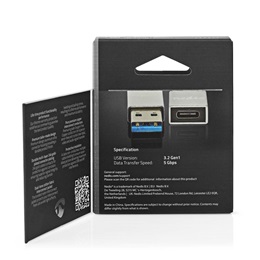 Nedis USB 3.2 Gen 1 USB-A adapter (USB-A dugó / USB-C aljzat, 5 Gbit/s, kerek, nikkelezett, ezüst)