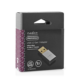 Nedis USB 3.2 Gen 1 USB-A adapter (USB-A dugó / USB-C aljzat, 5 Gbit/s, kerek, nikkelezett, ezüst)