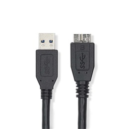 Nedis USB 3.2 kábel (USB-A dugó / micro-B dugó, 5 Gbps, 0,5 m, fekete)