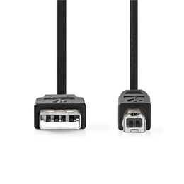 Nedis USB A - B kábel (USB2.0, 5 m, 10W, fekete)