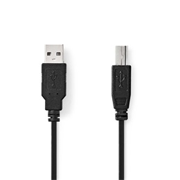 Nedis USB A - B kábel (USB2.0, 5 m, 10W, fekete)