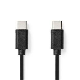 Nedis USB C - USB C kábel (C dugó / C dugó, USB2.0, 60W, 1 m, fekete)