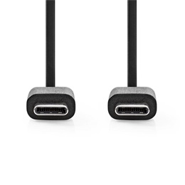 Nedis USB C - USB C kábel (C dugó / C dugó, USB2.0, 60W, 1 m, fekete)