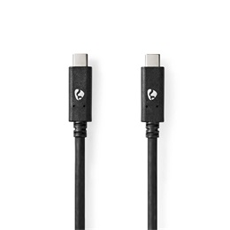 Nedis USB C - USB C kábel (C dugó / C dugó, USB 3.2 Gen 2, 10 Gbps, 100W, 1 m, 4K@60Hz, fekete)