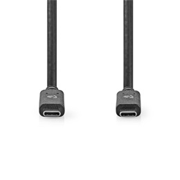 Nedis USB C - USB C kábel (C dugó / C dugó, USB 3.2 Gen 2, 10 Gbps, 100W, 1 m, 4K@60Hz, fekete)