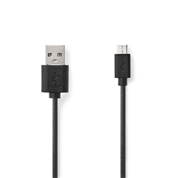 Nedis USB Micro-B kábel (USB-A dugó / USB Micro-B dugó, 7,5W, 480 Mbps, 1 m, fekete)