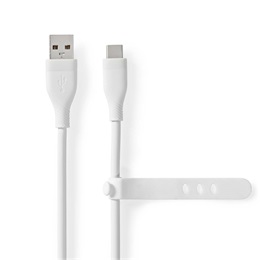 Nedis USB adat- és töltőkábel (A dugó / C dugó, USB 2.0, 15W, 1,5 m, fehér)