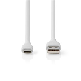 Nedis USB adat- és töltőkábel (A dugó / C dugó, USB 2.0, 15W, 1,5 m, fehér)