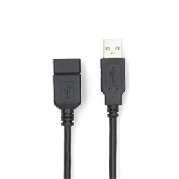 Nedis USB hosszabbító / toldó kábel (USB-A férfi / USB-A nő, USB 2.0, 2 m, fekete)