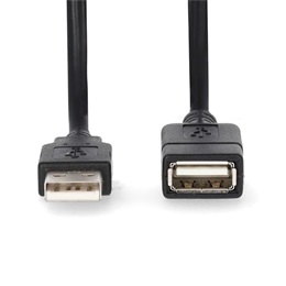 Nedis USB hosszabbító / toldó kábel (USB-A férfi / USB-A nő, USB 2.0, 2 m, fekete)