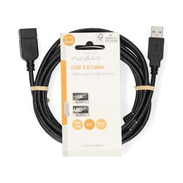 Nedis USB hosszabbító/toldó kábel (USB-A dugó / USB-A hüvely, USB 2.0, 480 Mbps, 3 m)