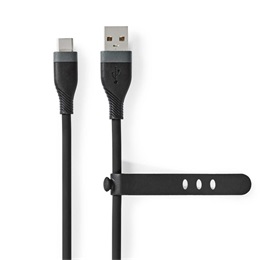 Nedis USB kábel (A dugó / C dugó, USB 2.0, 15W, 1,5 m, fekete)