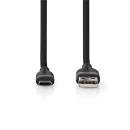 Nedis USB kábel (A dugó / C dugó, USB 2.0, 15W, 1,5 m, fekete)