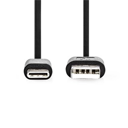 Nedis USB kábel (A dugó / C dugó, USB 2.0, 15W, 2 m, fekete)