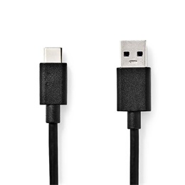 Nedis USB kábel (USB-A dugó / USB-C dugó, 15W, 1 m, 5 Gbps, fekete)