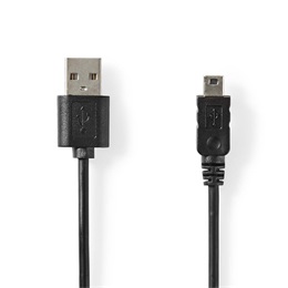 Nedis USB kábel (USB-A dugó / mini 5 tűs dugó, USB 2.0, 480 Mbps, 2 m, fekete)