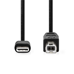 Nedis USB kábel (USB-C dugó / USB-B dugó, 480 Mbps, 2 m, fekete)