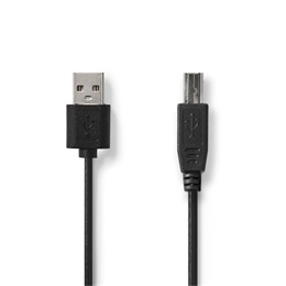 Nedis USB kábel (USB A dugó / USB B dugó, USB 2.0, 2 m, 480 Mbps, fekete)