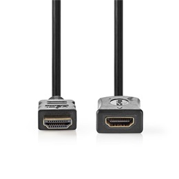 Nedis Ultra HD HDMI hosszabbító kábel (HDMI dugó / aljzat, 4K@60Hz, 10,2 Gbps, 1 m, fekete)