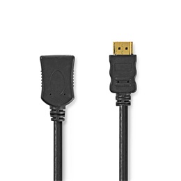 Nedis Ultra HD HDMI hosszabbító kábel (HDMI dugó / aljzat, 4K@60Hz, ARC, 10,2 Gbps, 2 m, fekete)