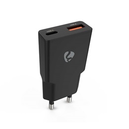 Nedis WCHA30BK gyorstöltő USB-A/USB-C (30W, PD3.0, QC, GaN, 2 kimenet, fekete)