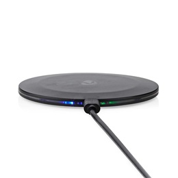 Nedis WCHAQ15W110BK vezeték nélküli QI töltő (15 W, 2 A, USB A, 1 m kábel, fekete)