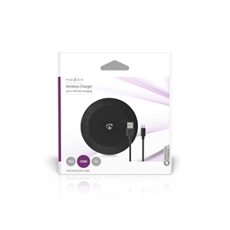 Nedis WCHAQ15W110BK vezeték nélküli QI töltő (15 W, 2 A, USB A, 1 m kábel, fekete)
