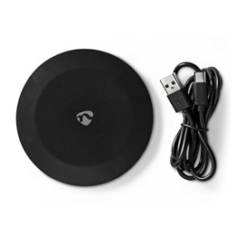 Nedis WCHAQ15W110BK vezeték nélküli QI töltő (15 W, 2 A, USB A, 1 m kábel, fekete)