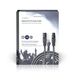 Nedis XLR 3 tűs kábel (XLR 3 tűs apa / XLR 3 tűs anya, szimmetrikus, 20 m, 6,5 mm, sötétszürke)