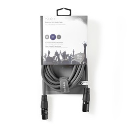 Nedis XLR audio kábel (XLR 3 érintkezős dugó / aljzat, 5 m, szimmetrikus, félprofi, rugalmas)