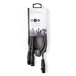 Nedis XLR audio kábel (szimmetrikus, félprofi, XLR 3 tűs aljzat, 2x XLR 3 tűs dugó, 1,5 m, sötétszürke)