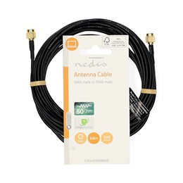 Nedis antennakábel (SMA csatlakozó, aranyozott, 50 Ohm, árnyékolt, 5 m, fekete)