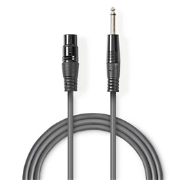Nedis asszimetrikus félprofi audio kábel (6,35 mm mono jack dugó / 3p XLR aljzat, 5 m)