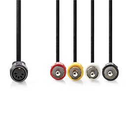 Nedis audio kábel 0,2 m (5p DIN aljzat / 4x RCA dugó, fekete)