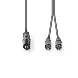 Nedis audio kábel 3 m (3,5 mm jack dugó / 2x RCA dugó, rugalmas, sötétszürke)