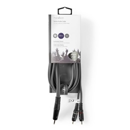 Nedis audio kábel 3 m (3,5 mm jack dugó / 2x RCA dugó, rugalmas, sötétszürke)