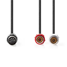 Nedis audio kábel (5p DIN dugó, 2 x RCA aljzat, 20 cm, árnyékolt)