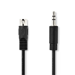 Nedis audio kábel (DIN 5 tűs dugó / 3,5 mm sztereó jack dugó, 1 m, fekete)