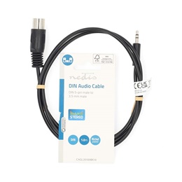 Nedis audio kábel (DIN 5 tűs dugó / 3,5 mm sztereó jack dugó, 1 m, fekete)
