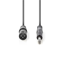 Nedis balanced/szimmetrikus félprofi audio kábel (6,35 mm jack / XLR 3 tűs, 3 m, 6,5 mm köpeny, 20 AWG, sötétszürke)