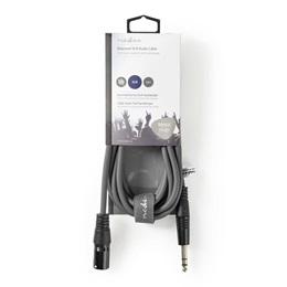 Nedis balanced/szimmetrikus félprofi audio kábel (6,35 mm jack / XLR 3 tűs, 3 m, 6,5 mm köpeny, 20 AWG, sötétszürke)