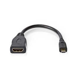 Nedis micro HDMI - HDMI adapter kábel (4K@30Hz, 10,2 Gbps, 0,20 m, fekete)
