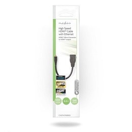 Nedis micro HDMI - HDMI adapter kábel (4K@30Hz, 10,2 Gbps, 0,20 m, fekete)